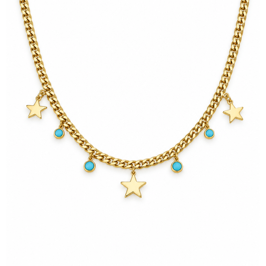Collar mini estrella y piedra azul