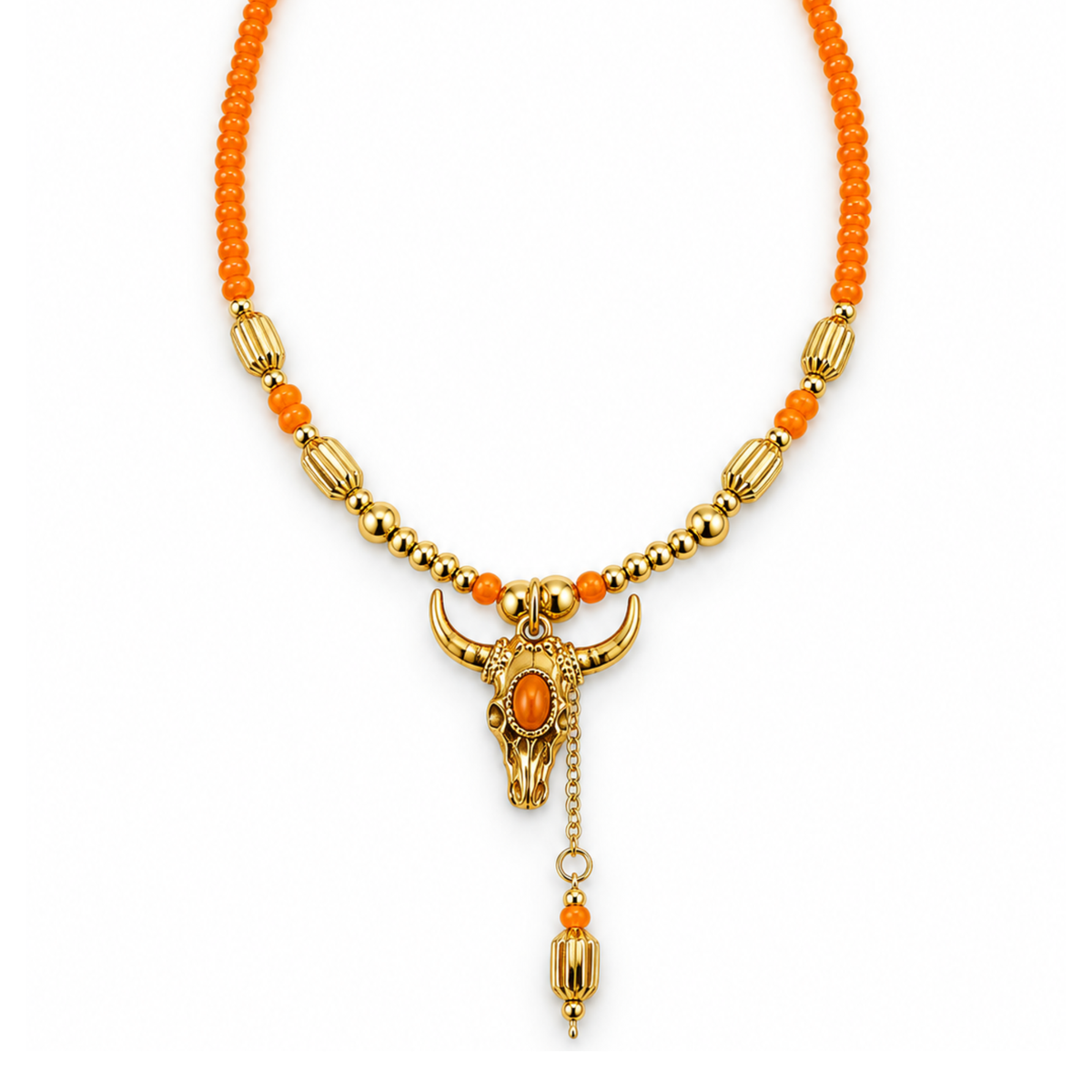 Collar toro piedra naranja