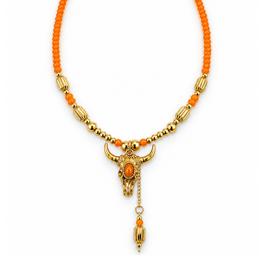 Collar toro piedra naranja