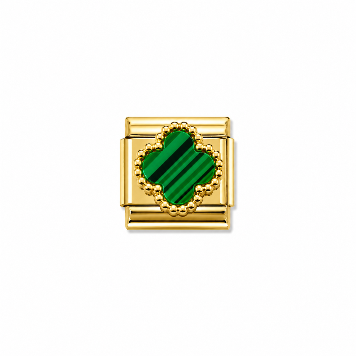 Charms dorado flor verde rallado