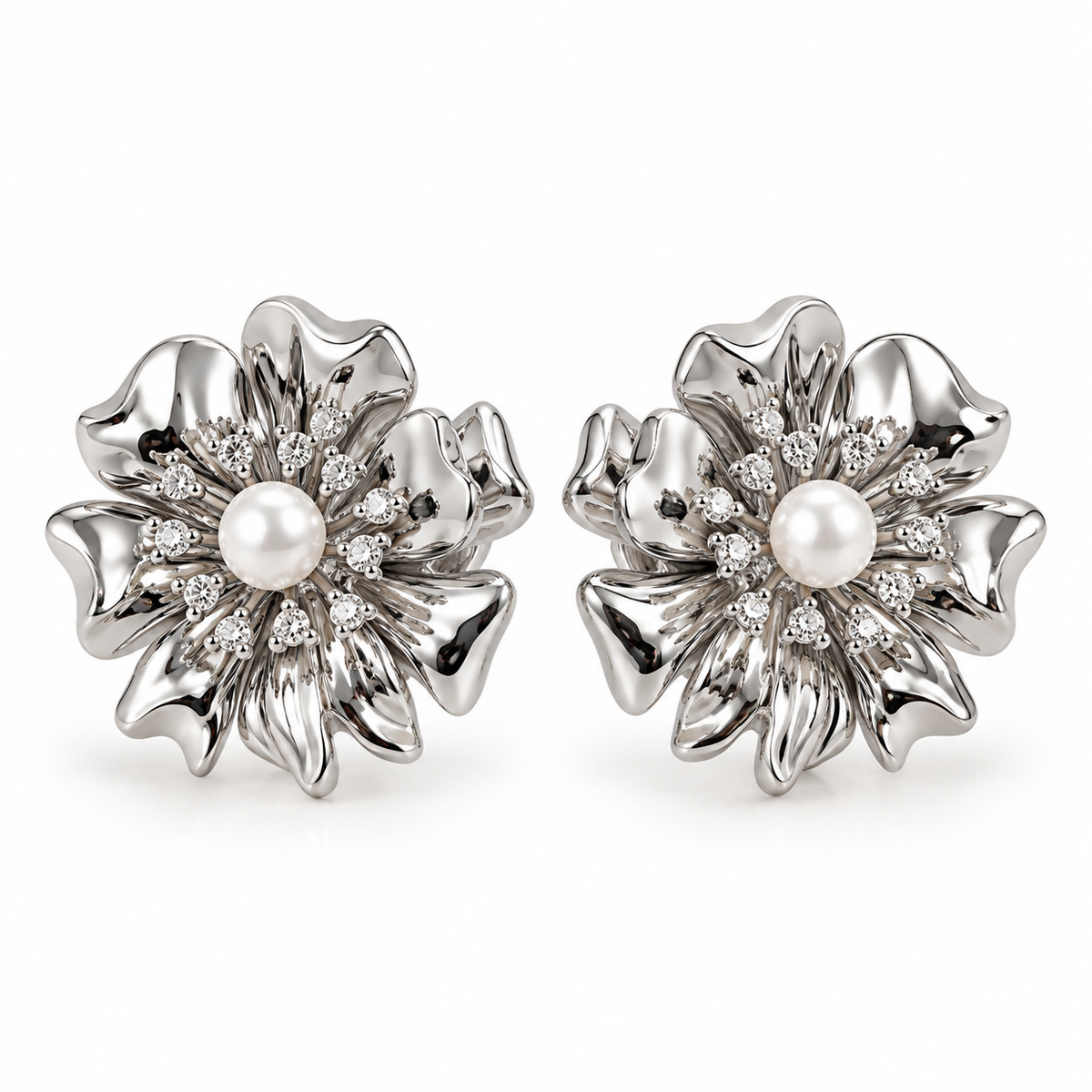 Arete flor con perla