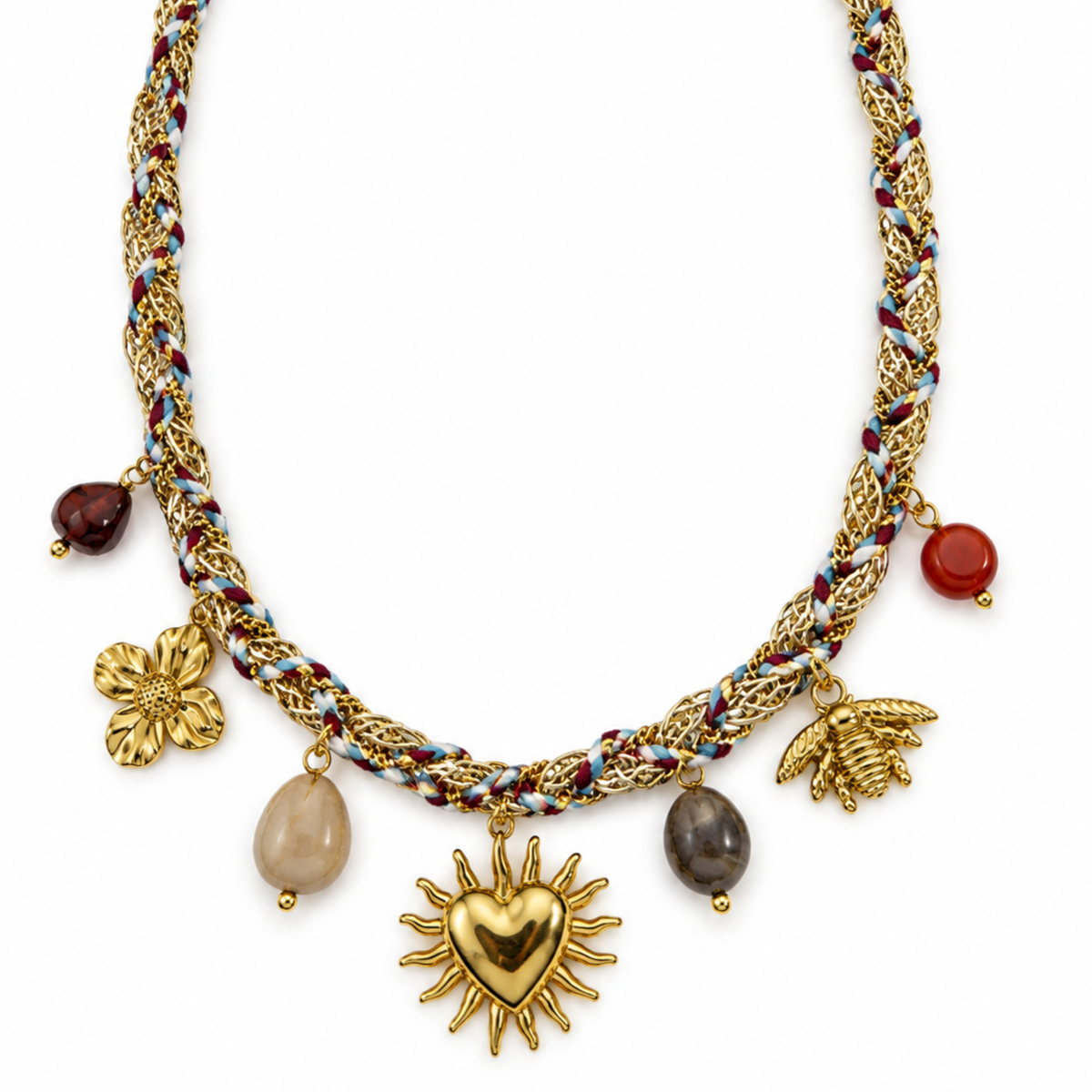 Collar dijes corazón picos