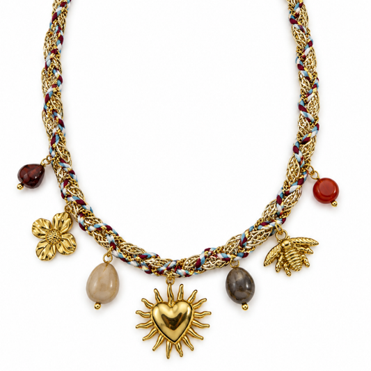 Collar dijes corazón picos