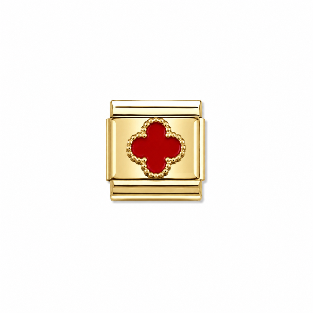 Charms dorado flor roja