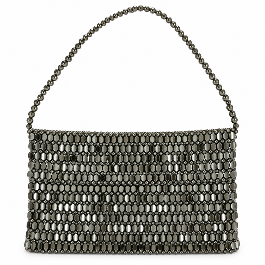 Bolsa de mano para mujer metálica negro