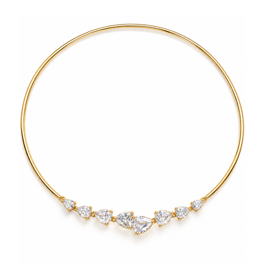 Collar rijido con piedra azul ligero