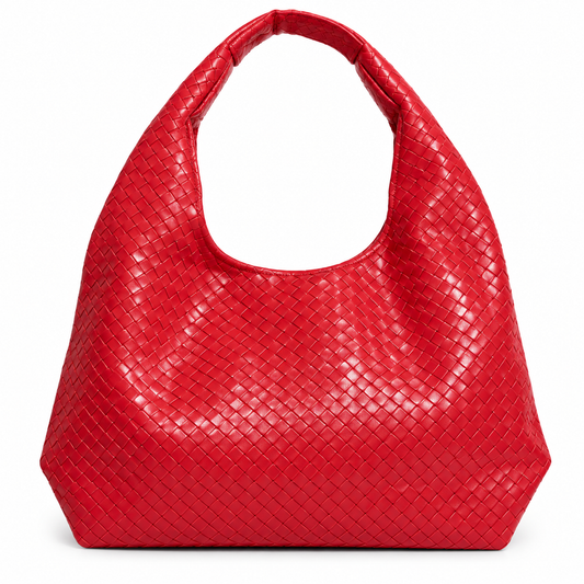 Bolso tipo tote tejido tamaño mediano roja
