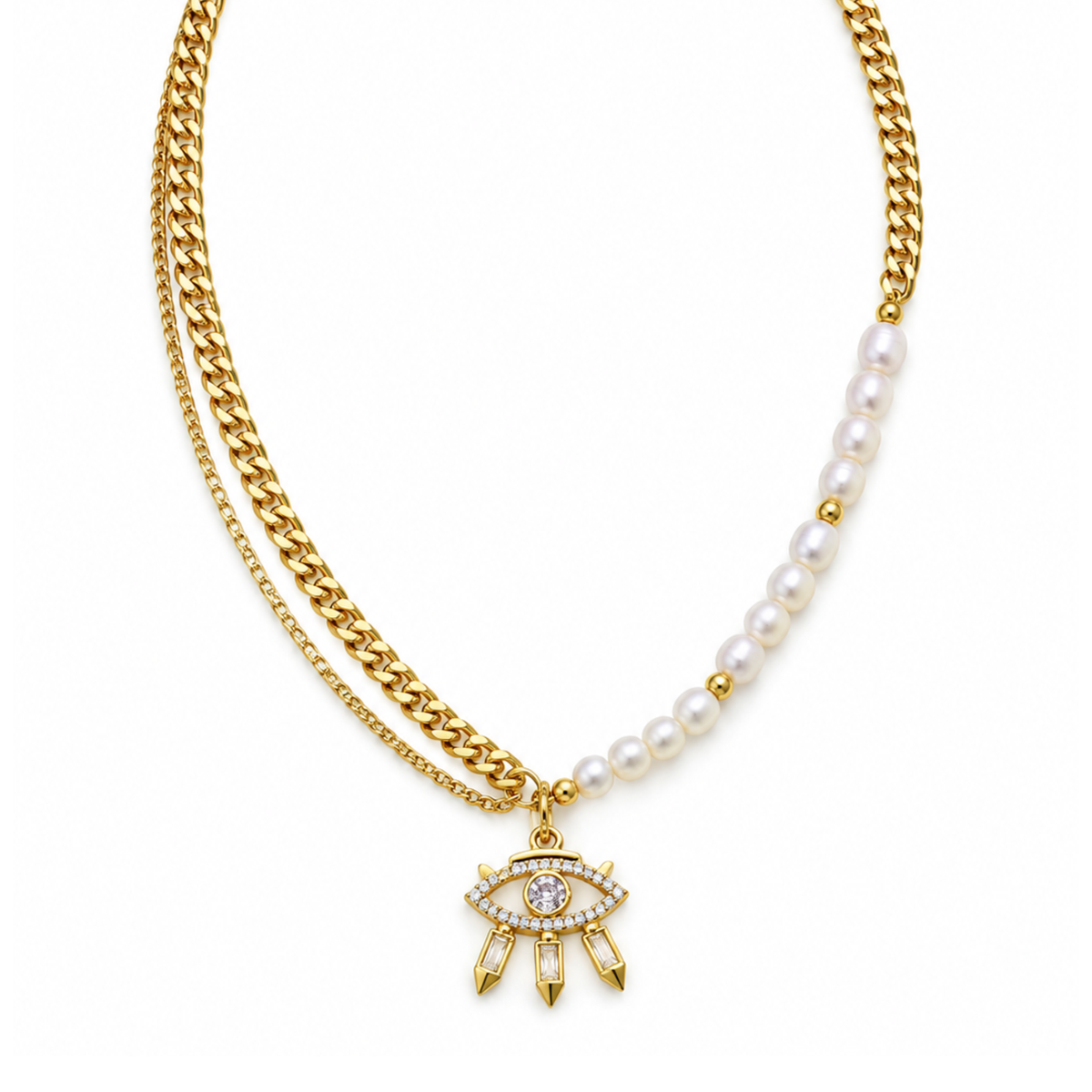 Collar ojito y perlas