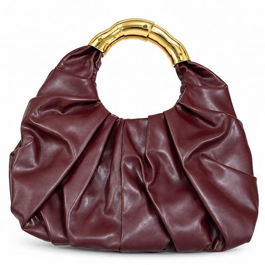 Bolsa de lujo con pliegues tipo nube color borgoña