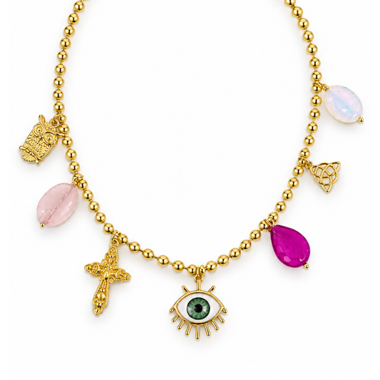 Collar ojito cruz piedra