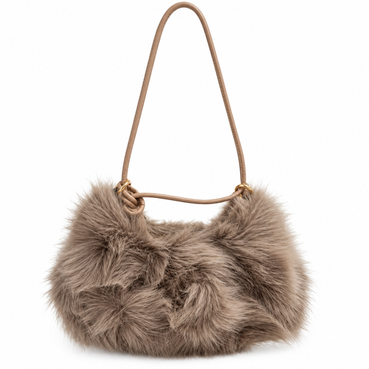 Bolsa de felpa elegante caqui obscuro