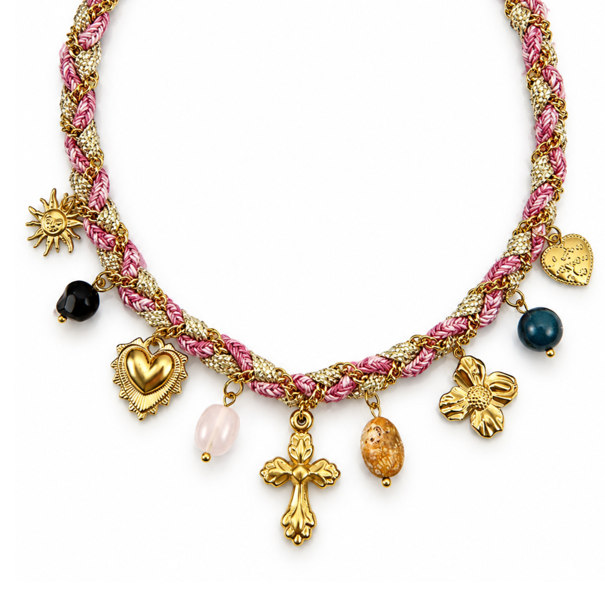 Collar tejido cruz