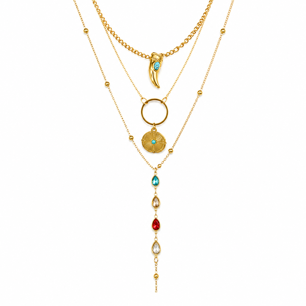 Collar triple con colgantes
