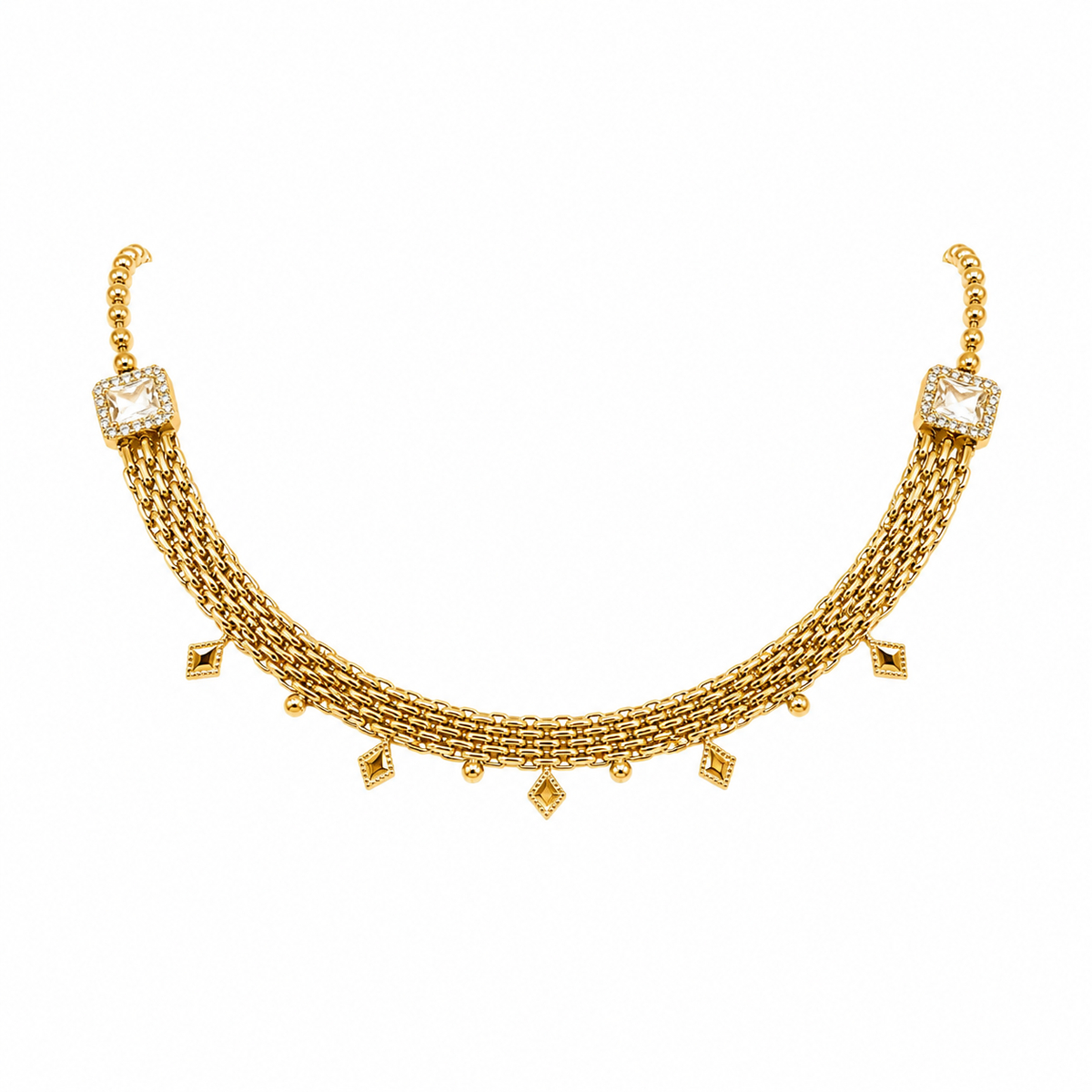 Collar tipo choques con rombos colgando