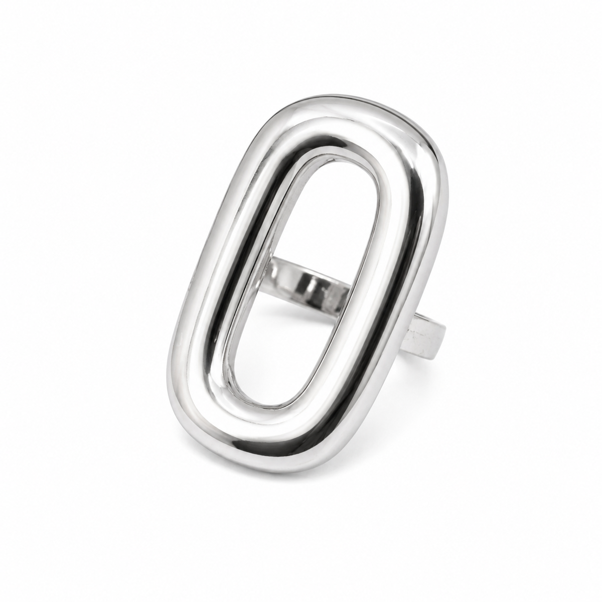 Anillo plateado ovalado ajustable