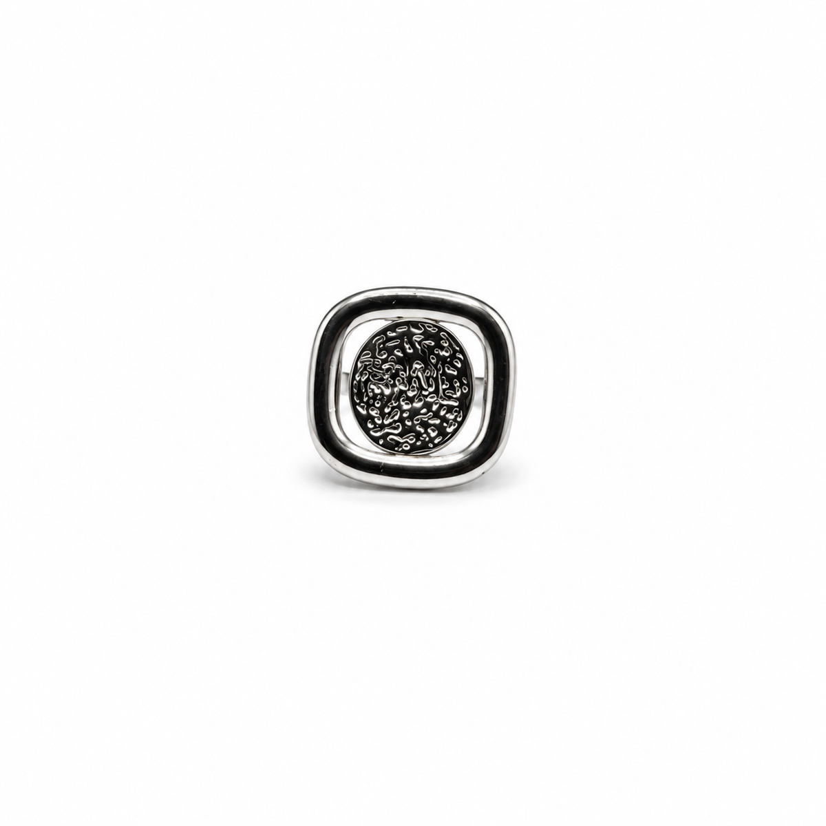 Anillo plateado chunky cuadrado