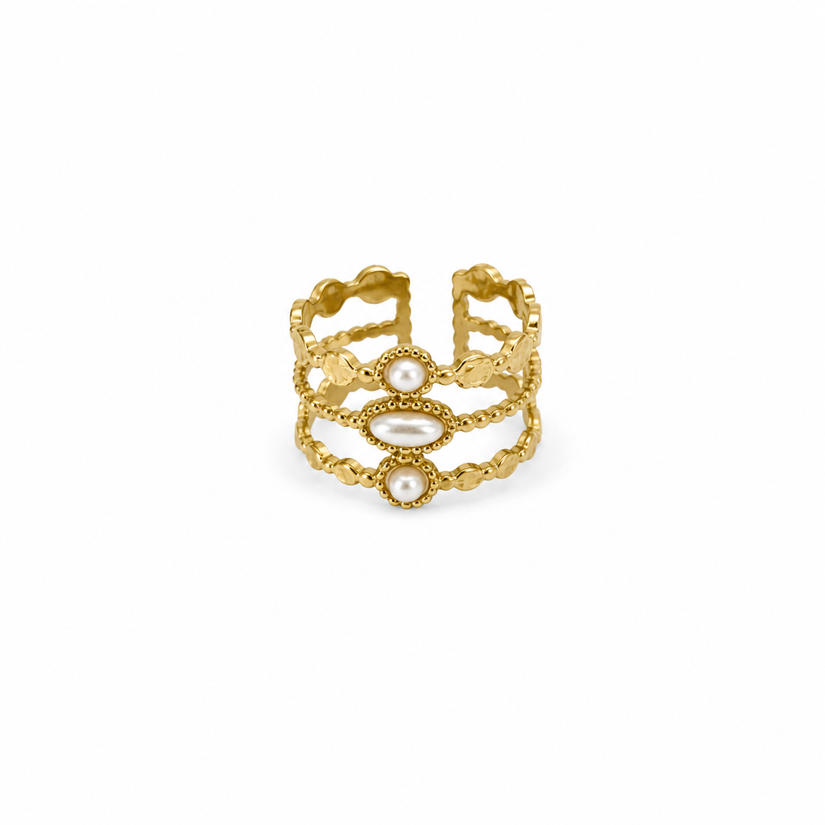 Anillo dorado triple griego